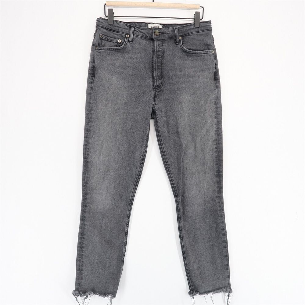 AGOLDE Nico Ankle Jeans Womens 28 Washed Black Gray Button Fly Ankle Fray